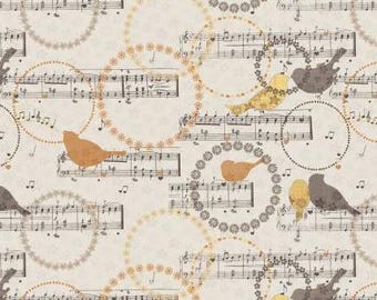 Fabric cotton, BIRD MELODY, Cream, 66240101, 01, Quilt Fabrics, 100% cotton, quilt cotton - Song Bird of Camelot Fabrics