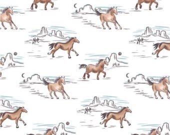 Camelot Fabric WILD HORSES Cotton Quilt Fabric 50250301-01- Run Free