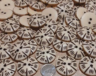 6 Buttons, X, Aspect wood, 2 holes