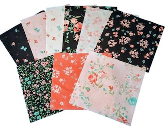42 Squares 5 inchs, Pre-Cut cotton, beige, pink and black collection - The Notthingham de Camelot Fabrics