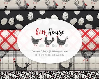 Pack of 8, 100% cotton, quality quilting, cotton designer - Hen House of Camelot Fabrics