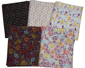 5 x 1/2 yard, SKULL, Eternally Yours of Camelot Fabrics, 100% coton