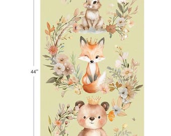 QUILT FABRIC Panel, 24"X44", ANIMAL, 100% cotton- Sagebrush Babies of Camelot Fabrics