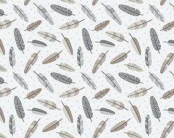 Fabric cotton, AZTEC WOODLAND FEATHERS, Off White, 89230209, 04, Quilt Fabrics, 100% cotton - Woodland Wonder of Camelot Fabrics