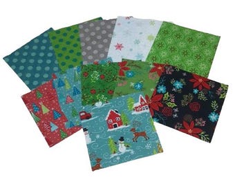 42 precut 5 inchs - Snowed In, Christmas fabric 100% cotton