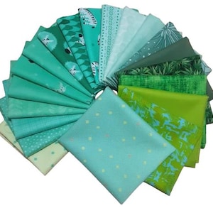 GREEN, Pack of 20, 100% cotton, Various patterns, quality quilting, cotton designer