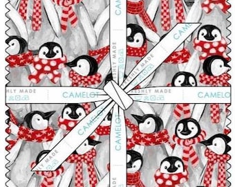 QUILT FABRICS, 42 squares 10 inchs, 100% cotton, quilt cotton - Penguin Party of Camelot Fabrics