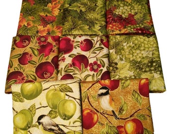 QUILTING FABRIC, 8 prints, 100% Cotton - Bounty of the season, Robert Kaufman