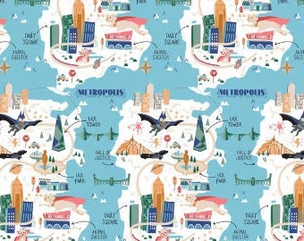 Batman, Metropolis Map, 23440109, Camelot Fabrics, , 100% Cotton, quilt cotton