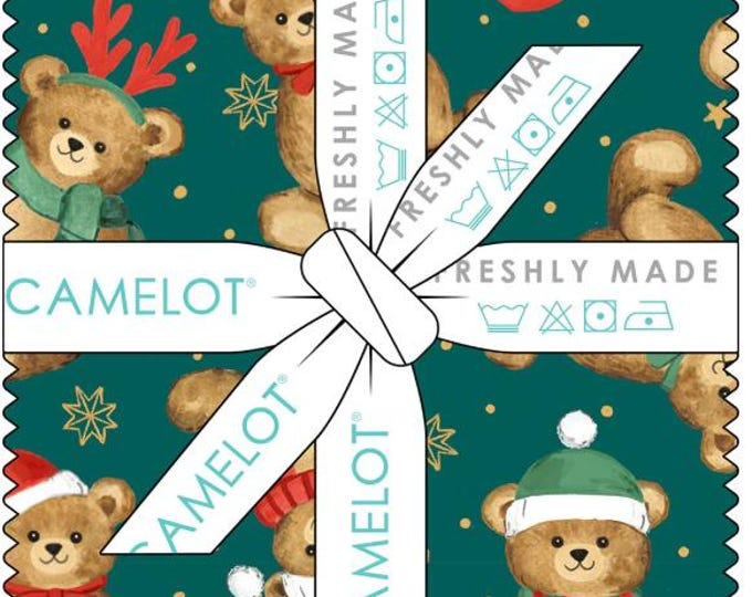 Featured listing image: Charm Pack Jingle Bear Lane Camelot Fabrics, 5-Inch Christmas Fabric Squares Bundle, Courtepointe Patchwork