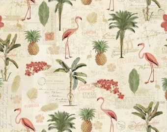 Fabric cotton, VINTAGE ILLUSTRATIONS, 66240302, 01, Quilt Fabrics, 100% cotton, quilt cotton - Palm Paradise of Camelot Fabrics