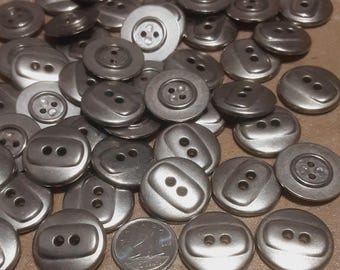 12 Buttons, 21mm, Metal button Silver, button 2 holes