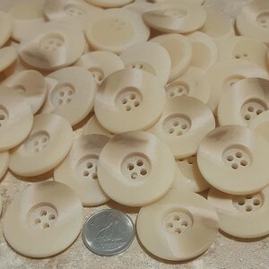 5 buttons 28mm, Natural Stone, Ivory, 5mm High, 4 Holes, Decorative Button, Solid Button, Coat Button