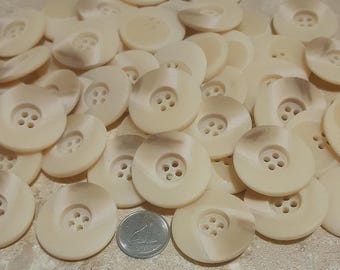 5 buttons 28mm, Natural Stone, Ivory, 5mm High, 4 Holes, Decorative Button, Solid Button, Coat Button