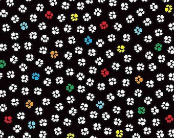 QUILTING FABRIC Paw print, Dog black, 100% cotton, cotton quilt, cotton designer - 8924 de Timeless Treasures