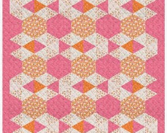 PDF, HEXI Quilt, 79'' X 78'', Tutoriel, Ghostly Garden of Camelot Fabrics