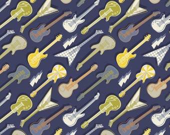 CAMELOT FABRICS, Guitare, music, Rock'n Roll, Rock On, 21200301, col 01, Camelot Fabrics, 100% Cotton, quilt cotton, designer cotton