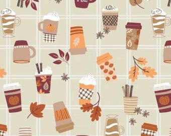 Fabric cotton, AUTUMN BREW CAFE, 27240103, 02, Quilt Fabrics, 100% cotton, quilt cotton - Pumpkin Spice of Camelot Fabrics