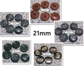 6 Buttons, 21mm, BUTTON MARBLE, button 4 holes