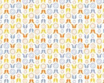 CAMELOT FABRICS, Geometric flowers, Meadow Wildlife, 30190402, col 02, cotton quilt, cotton designer