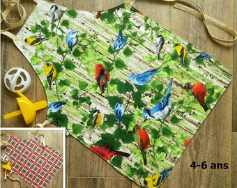 Apron, reversible apron, 2 in 1 apron, size 4-6 years