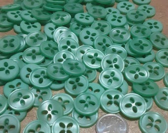 24 buttons, 15mm, Button Flower, plastic, vintage