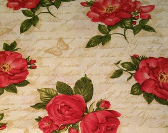 TIMELESS TREASURES, Flower red, Crème, 100% cotton, cotton quilt, cotton designer - 7972 de Timeless Treasures