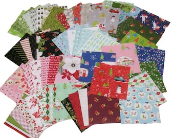SALE, 42 squares 4 inchs or 5 inchs, Christmas fabrics, Pre-cuts fabric