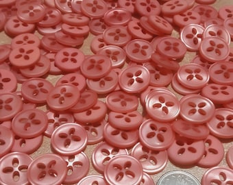 24 buttons, 15 mm, PINK, flower button, glossy button, button 4 holes