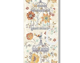 CAMELOT FABRICS, Panel, Bird Cage, Flowers, 18"X44", 100% cotton