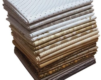 BEIGE-GRAY, Pack of 20, 100% cotton, Various patterns, quality quilting, cotton designer