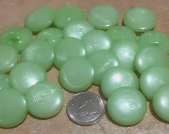 6 Buttons, 19mm, GREEN GLOSSED BUTTON, Button  Vintage, 1980