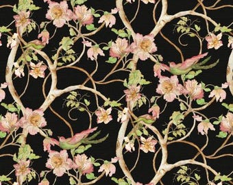 Fabric cotton, Enchanting, Black, 55230801, 01, QUILT FABRICS, 100% cotton, quilt cotton - Bloom Tapastry of Camelot Fabrics
