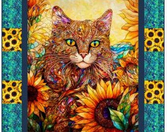 QUILT FABRIC Panel, 50"X56.5", 100% coton - Sonny in the Sunflowers de Camelot Fabrics