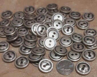 12 buttons, Silver embossé, 15 mm, metal, silver, basic button, sound button