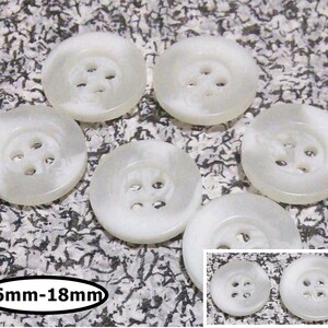 12 Buttons, 16mm or 18mm, SHADE WHITE, button vintage