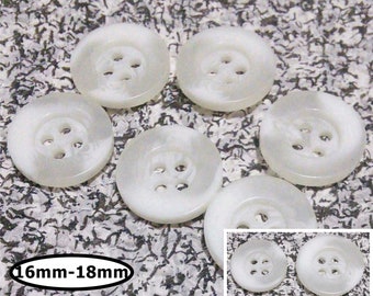 12 Buttons, 16mm or 18mm, SHADE WHITE, button vintage