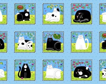 QUILT FABRIC Panel, 24"X44", Cats, 100% cotton- Day Dreamers, Henry Glass