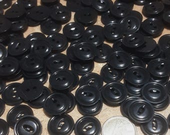 12 Buttons, 14mm, BLACK, 2 holes