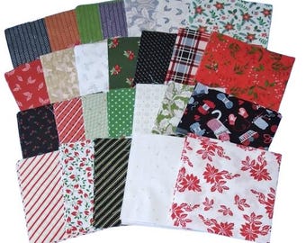 100 squares 5 inchs, Christmas fabrics, Pre-cuts fabric