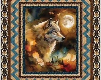QUILT FABRIC Panel WOLF, 60"X70", 100% coton - Twilight Wolf de Camelot Fabrics