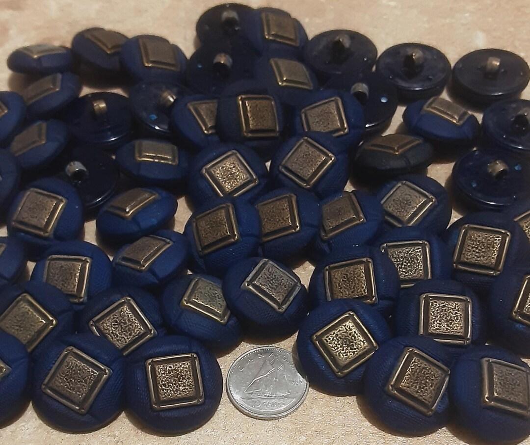 12 Buttons, 21mm, Button Navy and Bronze - Etsy