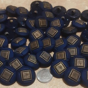 12 Buttons, 21mm, Button navy and bronze