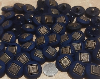 12 Buttons, 21mm, Button navy and bronze