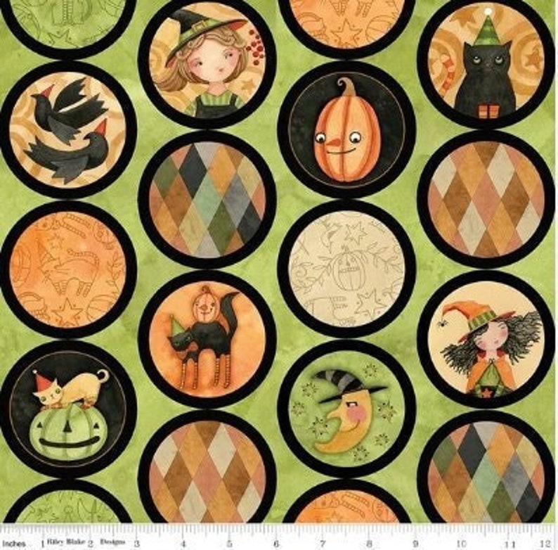 RILEY BLAKE, Circles, Halloween Whimsy, 11825, cotton quilt, cotton designer zdjęcie 1