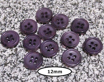 12 Buttons, 12mm, PURPLE, 4 holes, BTN 02A