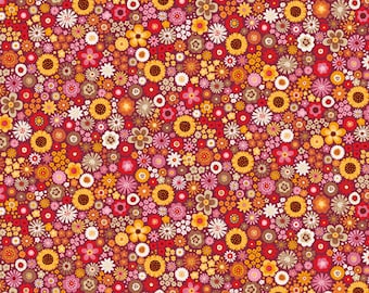 ANDOVER, Mini Floral, Red, Autumn Days, Makower, 2599, cotton quilt, cotton designer