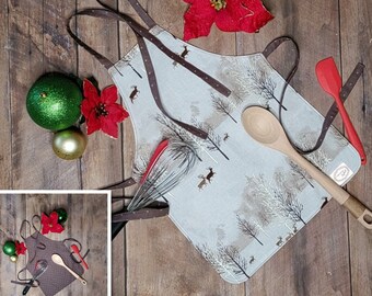 Apron, reversible apron, 2 in 1 apron, size 6-8 years