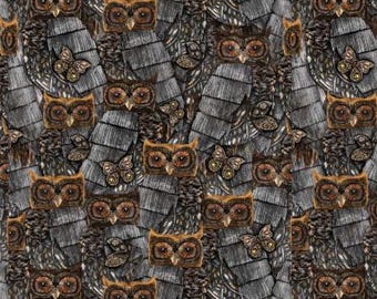 Fabric cotton, BARNYARD OWLS, Black, 49240101, 01, Quilt Fabrics, 100% cotton, quilt cotton - Crafted Cabin of Camelot Fabrics