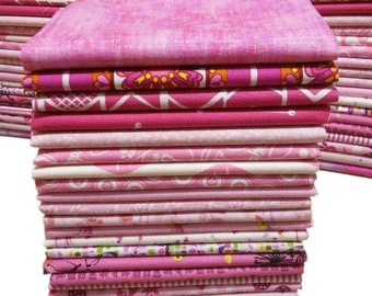 PINK, Pack of 20, 100% cotton, Various patterns, quality quilting, cotton designer